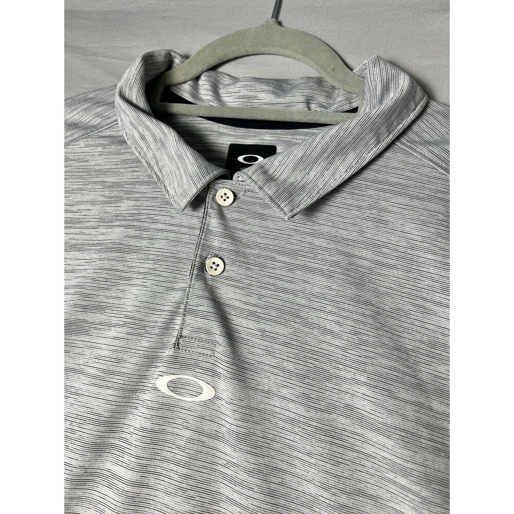 Oakley Center Logo Heather Gray Athletic Regular Fit Polo Shirt Men's XL